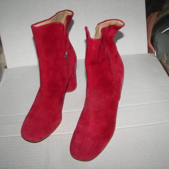 Marc Fisher LTD Leather or Suede Heeled Ankle Boots - Halida  Marc Fisher Ltd.  women\'s crimson circular heel suede ankle boots